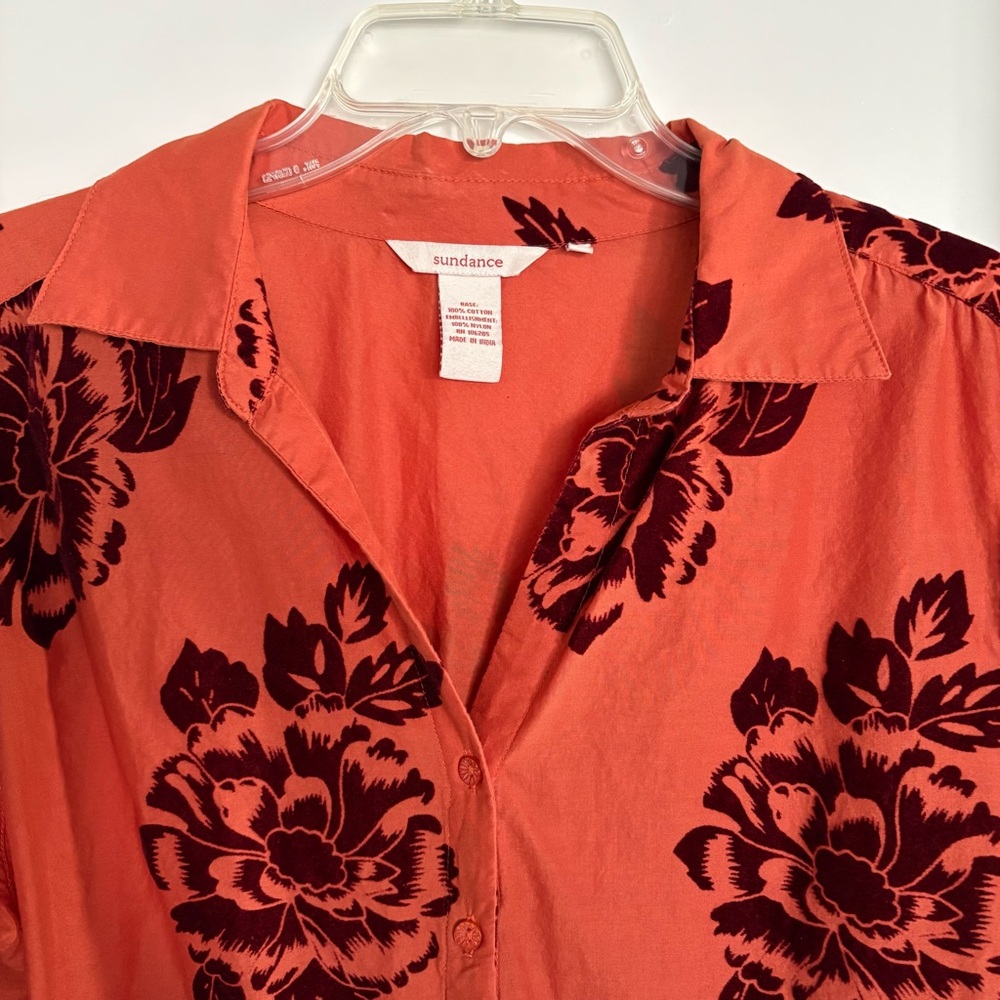 Sundance Catalog Velvet Vignette Floral Blouse Shirt Sz L - Picture 3 of 6